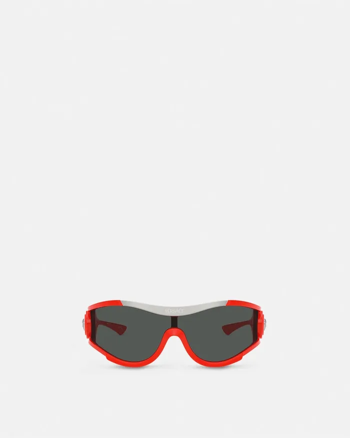 Sunglasses WomenMen Versace Medusa Medallion Shield Sunglasses Red