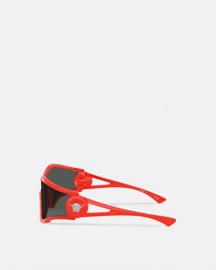 Sunglasses WomenMen Versace Medusa Medallion Shield Sunglasses Red