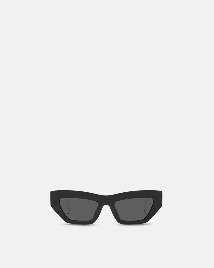 Sunglasses Women Versace 90s Vintage Logo CatEye Sunglasses Black
