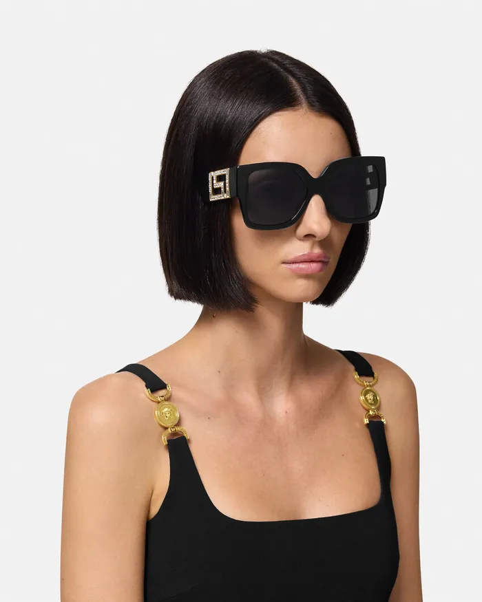 Sunglasses Women Versace Greca Sunglasses Blacksilver