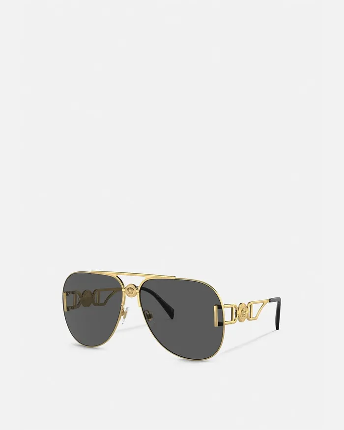 Sunglasses Women Versace Medusa Biggie Pilot Sunglasses Havana