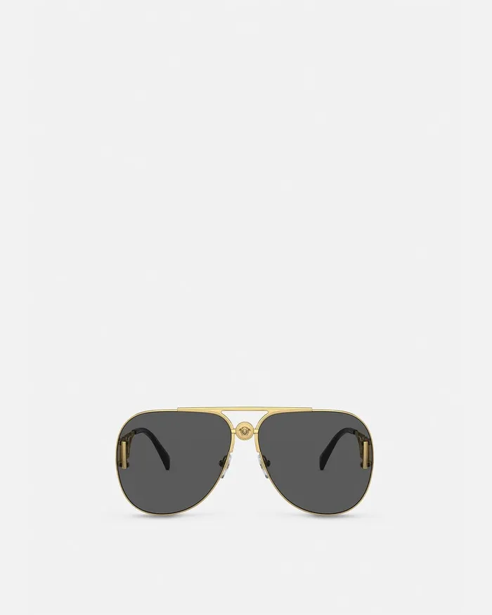Sunglasses Women Versace Medusa Biggie Pilot Sunglasses Havana