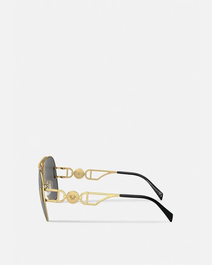 Sunglasses Women Versace Medusa Biggie Pilot Sunglasses Havana