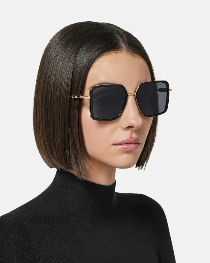 Sunglasses Women Versace Medusa Roller Squared Sunglasses Blackgold