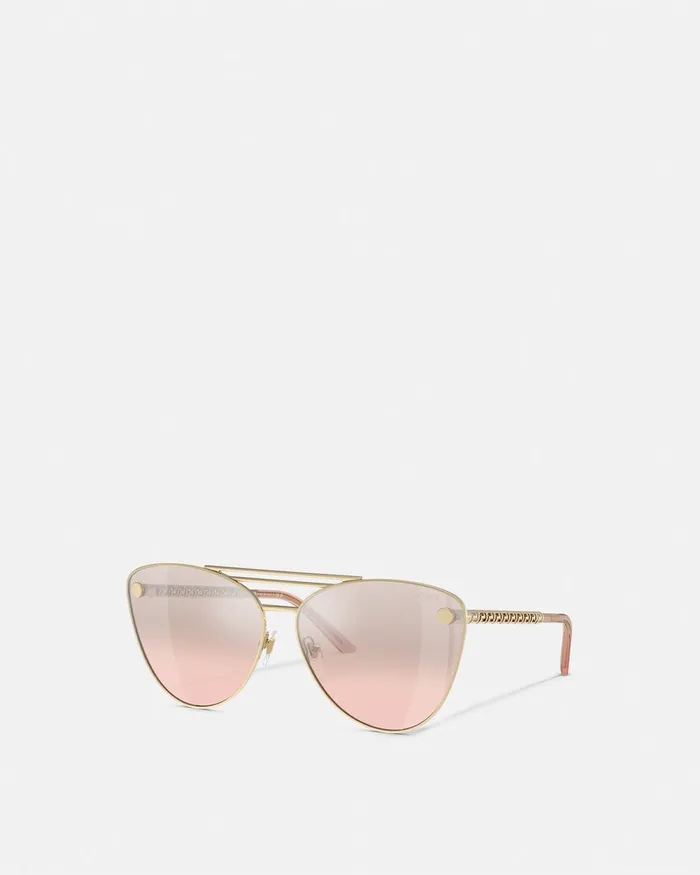 Sunglasses Women Versace Tubular Greca CatEye Sunglasses Pink