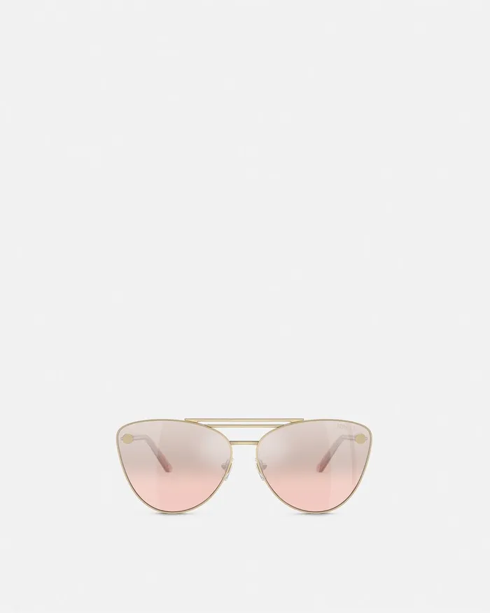 Sunglasses Women Versace Tubular Greca CatEye Sunglasses Pink