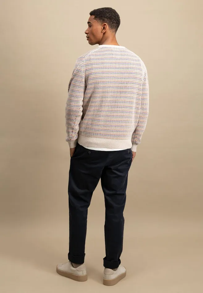 Sweater Men FYNCHHATTON Cotton Knitting Sweater With Stripes New Offwhite