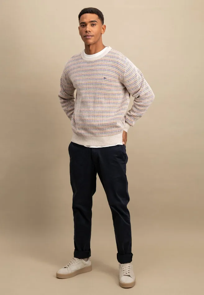 Sweater Men FYNCHHATTON Cotton Knitting Sweater With Stripes New Offwhite