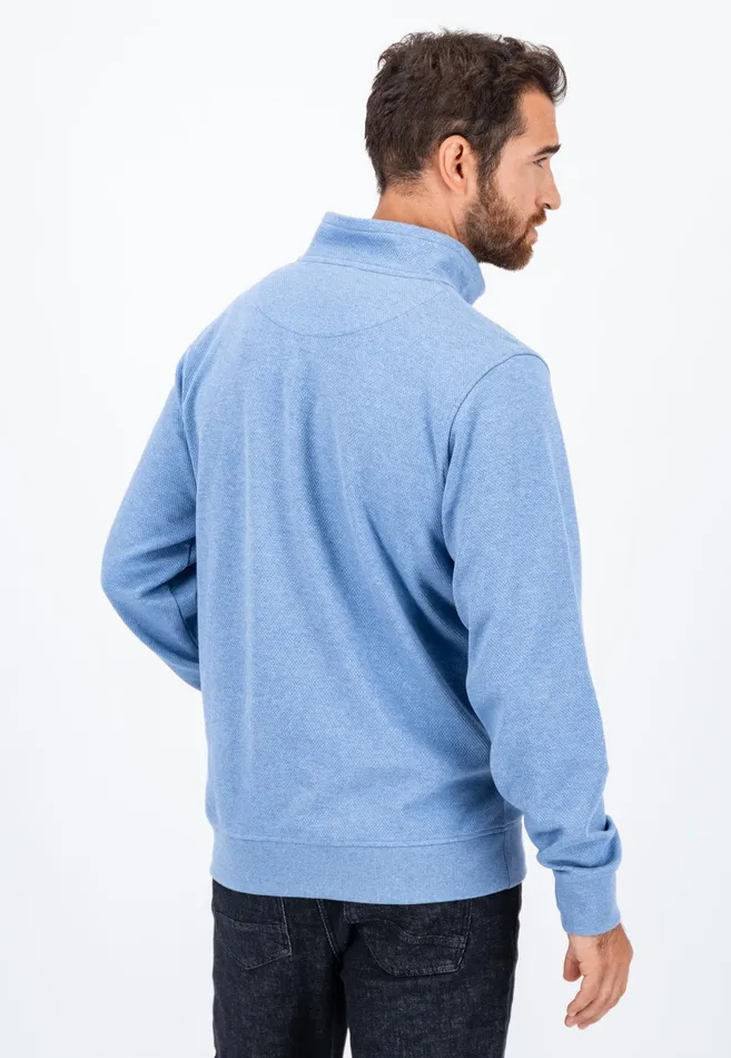 Sweater Men FYNCHHATTON Cotton Sweater With A Troyer Collar Cloud Bluenavy