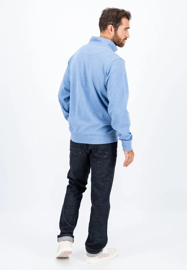 Sweater Men FYNCHHATTON Cotton Sweater With A Troyer Collar Cloud Bluenavy
