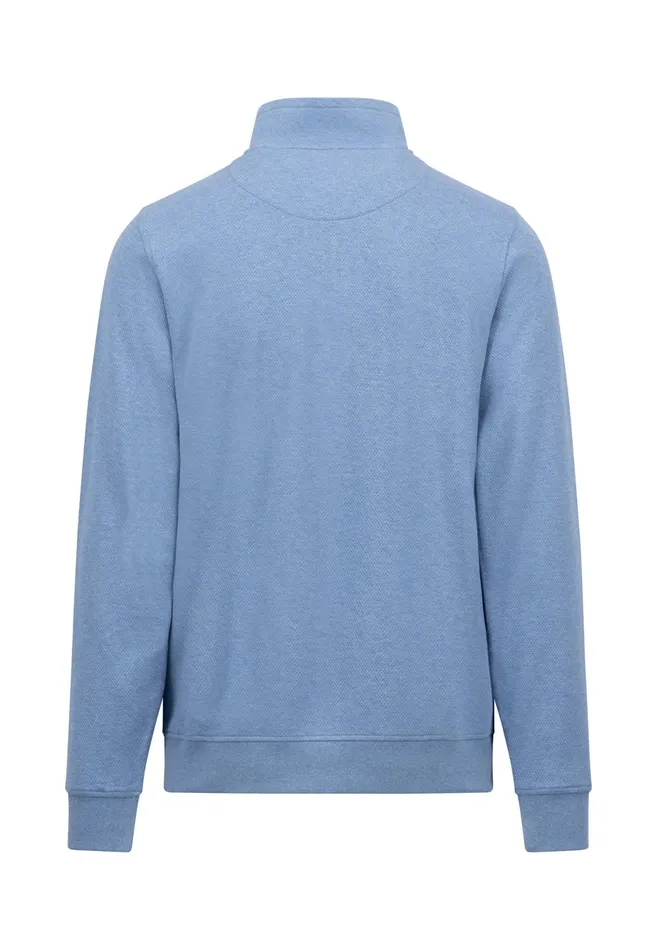 Sweater Men FYNCHHATTON Cotton Sweater With A Troyer Collar Cloud Bluenavy
