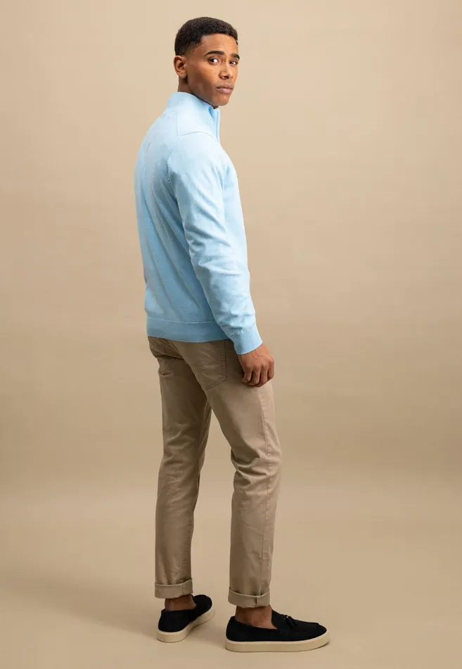 Sweater Men FYNCHHATTON Knitting Sweater With A Troyer Collar Poppy Redstrong Bluesummer Breezesplashy Oceanturf Greenmalagajade