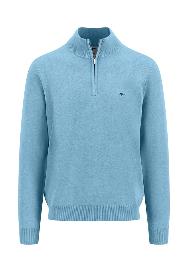 Sweater Men FYNCHHATTON Knitting Sweater With A Troyer Collar Poppy Redstrong Bluesummer Breezesplashy Oceanturf Greenmalagajade