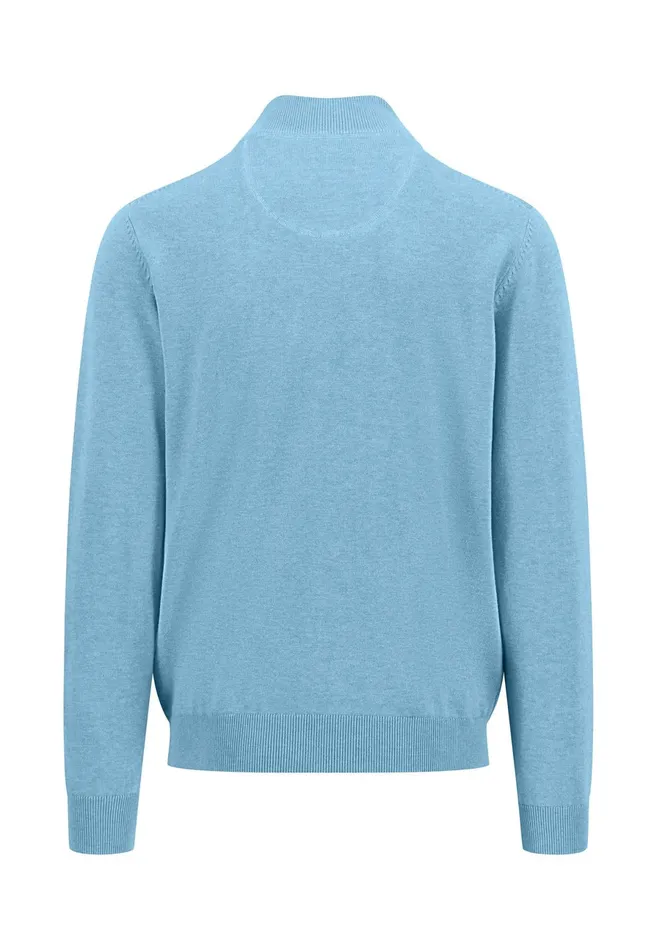 Sweater Men FYNCHHATTON Knitting Sweater With A Troyer Collar Poppy Redstrong Bluesummer Breezesplashy Oceanturf Greenmalagajade