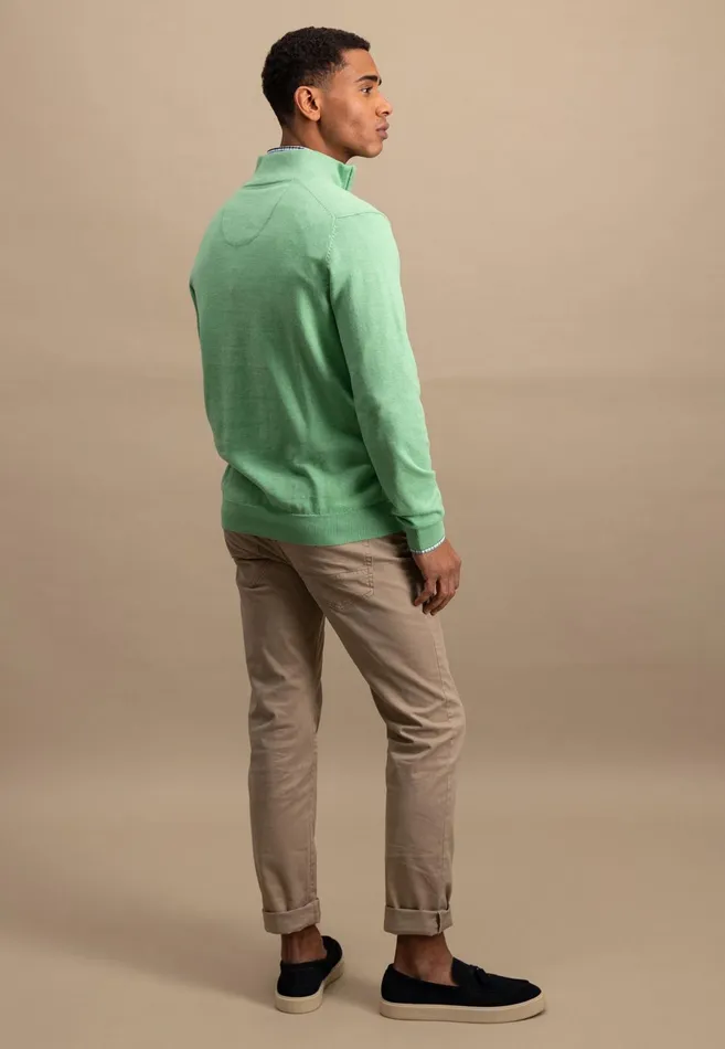 Sweater Men FYNCHHATTON Knitting Sweater With A Troyer Collar Poppy Redstrong Bluesummer Breezesplashy Oceanturf Greenmalagajade