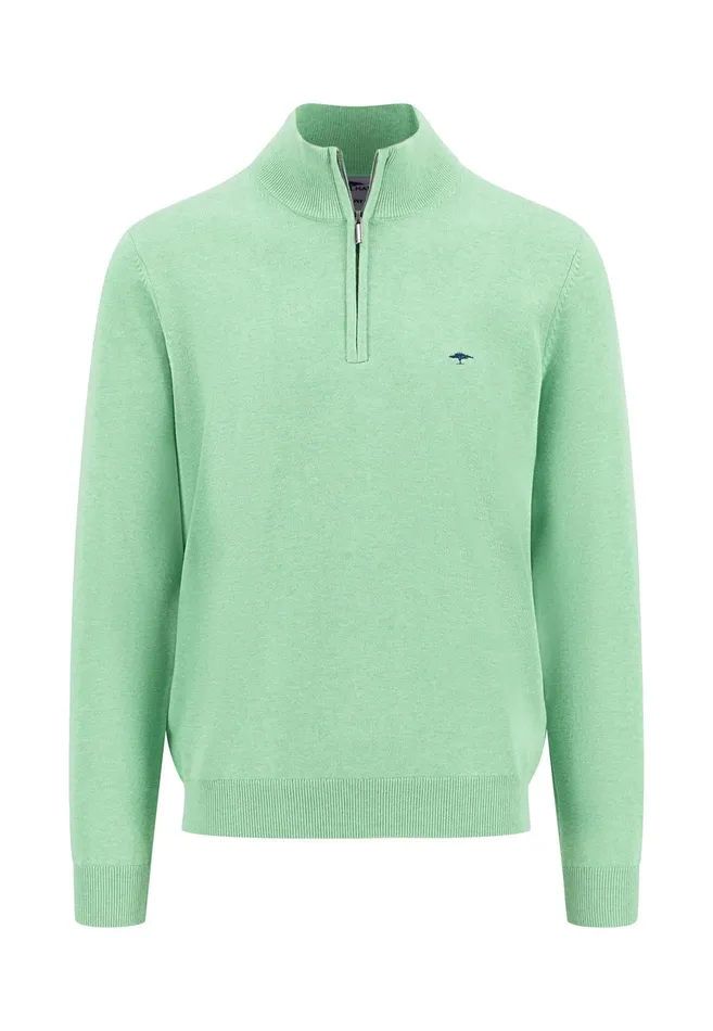 Sweater Men FYNCHHATTON Knitting Sweater With A Troyer Collar Poppy Redstrong Bluesummer Breezesplashy Oceanturf Greenmalagajade