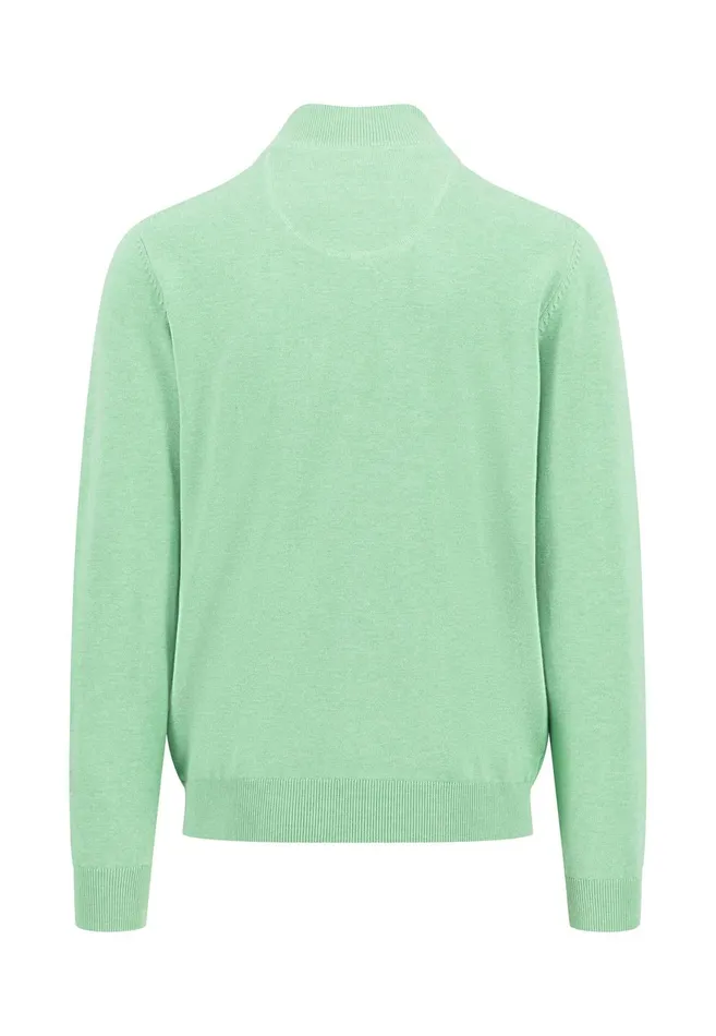 Sweater Men FYNCHHATTON Knitting Sweater With A Troyer Collar Poppy Redstrong Bluesummer Breezesplashy Oceanturf Greenmalagajade