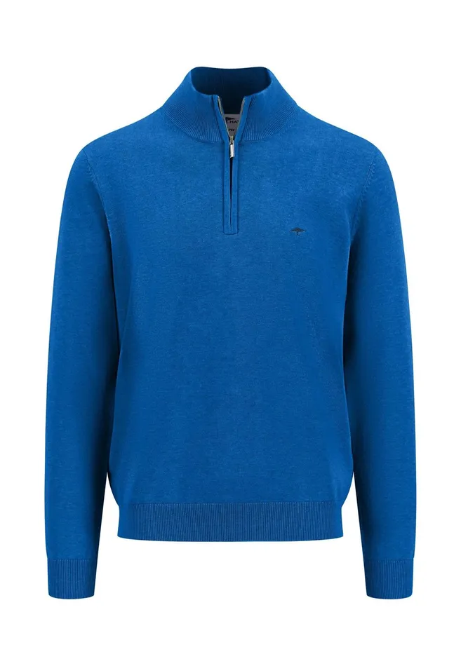 Sweater Men FYNCHHATTON Knitting Sweater With A Troyer Collar Poppy Redstrong Bluesummer Breezesplashy Oceanturf Greenmalagajade