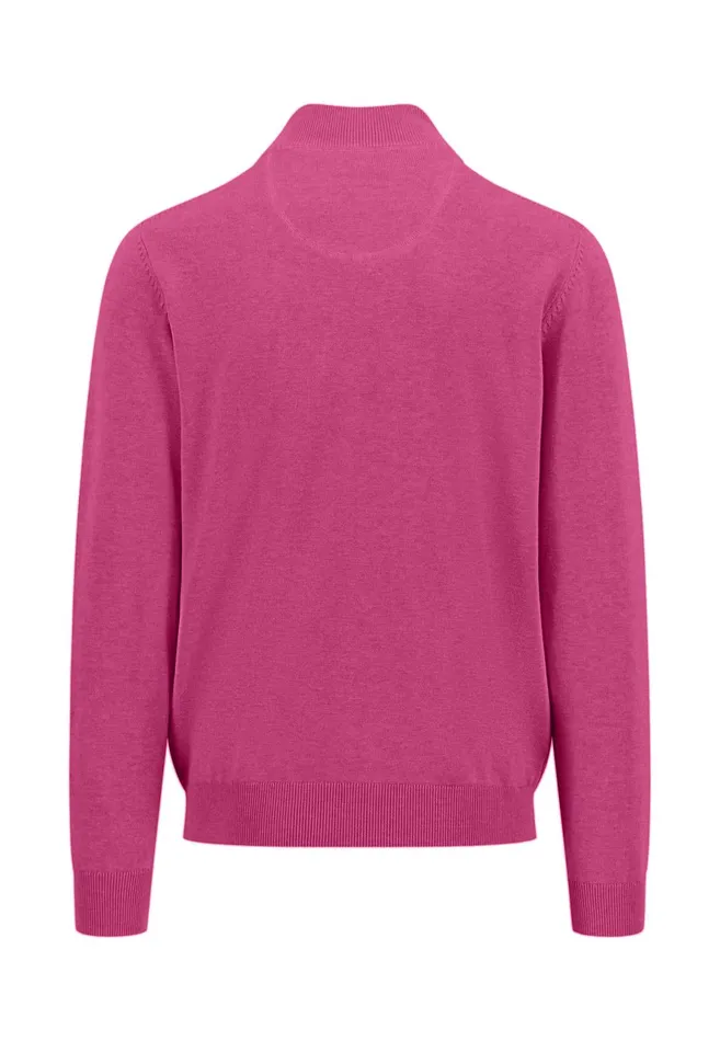 Sweater Men FYNCHHATTON Knitting Sweater With A Troyer Collar Poppy Redstrong Bluesummer Breezesplashy Oceanturf Greenmalagajade