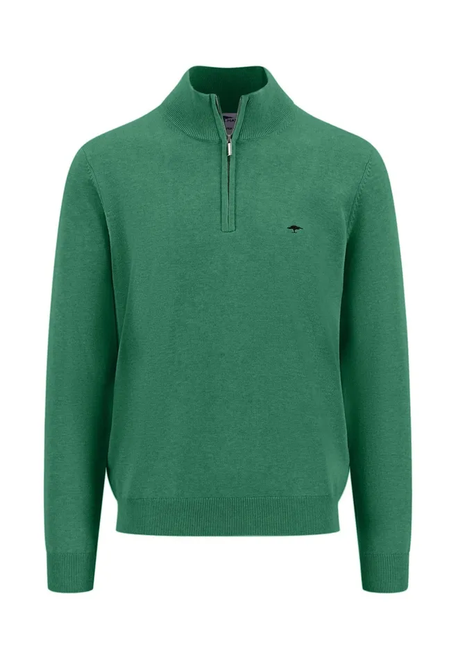 Sweater Men FYNCHHATTON Knitting Sweater With A Troyer Collar Poppy Redstrong Bluesummer Breezesplashy Oceanturf Greenmalagajade