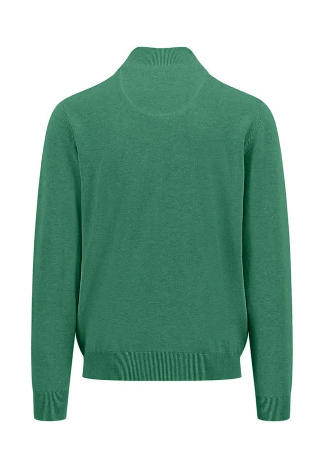 Sweater Men FYNCHHATTON Knitting Sweater With A Troyer Collar Poppy Redstrong Bluesummer Breezesplashy Oceanturf Greenmalagajade