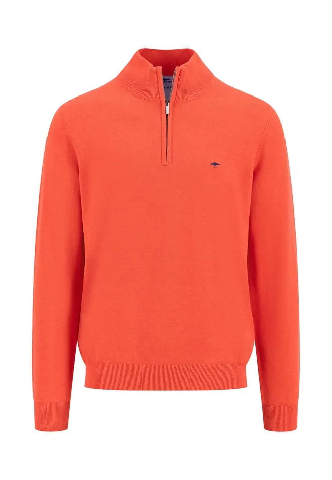 Sweater Men FYNCHHATTON Knitting Sweater With A Troyer Collar Poppy Redstrong Bluesummer Breezesplashy Oceanturf Greenmalagajade