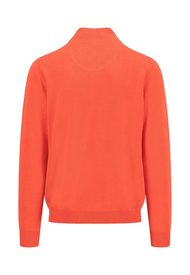 Sweater Men FYNCHHATTON Knitting Sweater With A Troyer Collar Poppy Redstrong Bluesummer Breezesplashy Oceanturf Greenmalagajade
