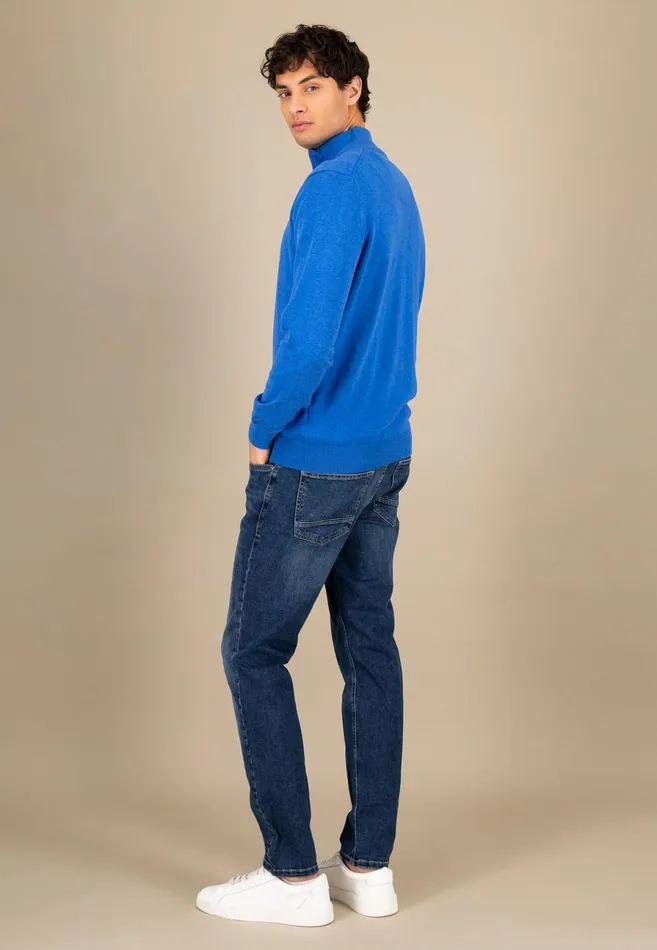 Sweater Men FYNCHHATTON Knitting Sweater With A Troyer Collar Poppy Redstrong Bluesummer Breezesplashy Oceanturf Greenmalagajade