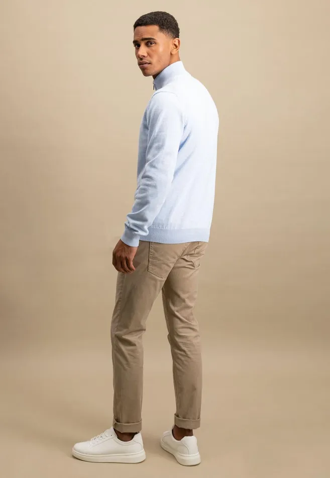 Sweater Men FYNCHHATTON Knitting Sweater With A Troyer Collar Poppy Redstrong Bluesummer Breezesplashy Oceanturf Greenmalagajade
