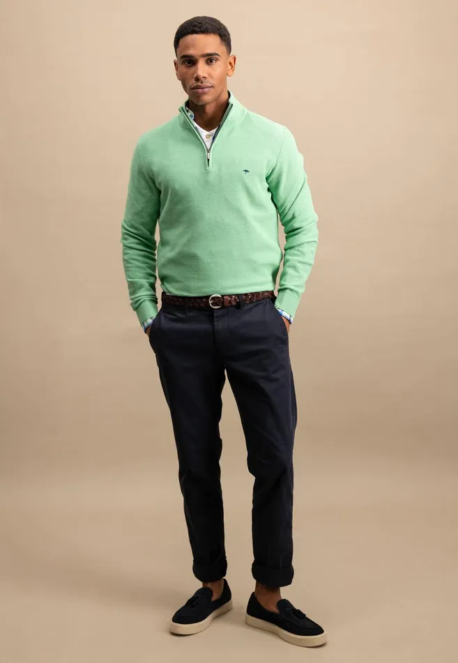 Sweater Men FYNCHHATTON Sweaters With A Cotton Collar Tray Collar Navynew Offwhitepoppy Redturf Greenstrong Bluenight