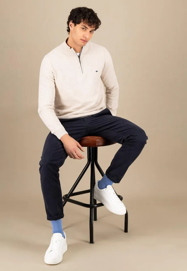 Sweater Men FYNCHHATTON Sweaters With A Cotton Collar Tray Collar Navynew Offwhitepoppy Redturf Greenstrong Bluenight