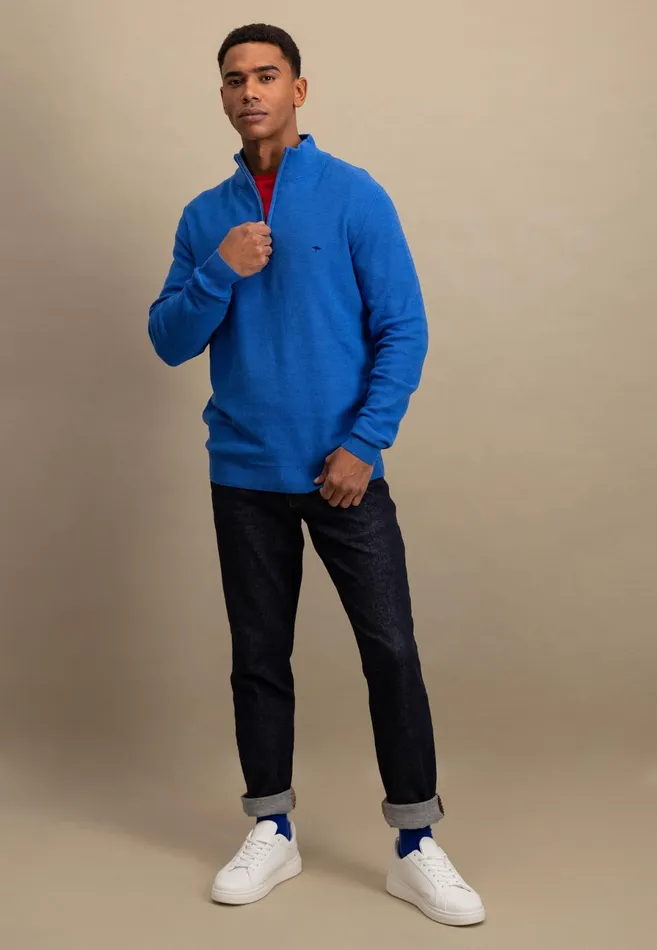 Sweater Men FYNCHHATTON Sweaters With A Cotton Collar Tray Collar Navynew Offwhitepoppy Redturf Greenstrong Bluenight