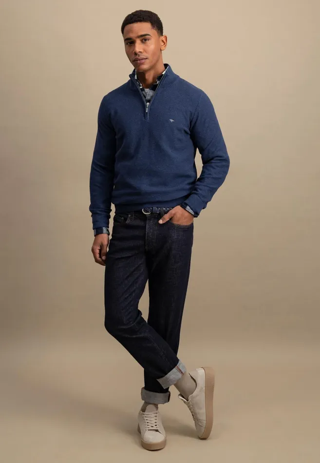 Sweater Men FYNCHHATTON Sweaters With A Cotton Collar Tray Collar Navynew Offwhitepoppy Redturf Greenstrong Bluenight