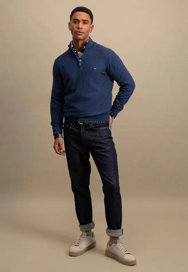 Sweater Men FYNCHHATTON Sweaters With A Cotton Collar Tray Collar Navynew Offwhitepoppy Redturf Greenstrong Bluenight