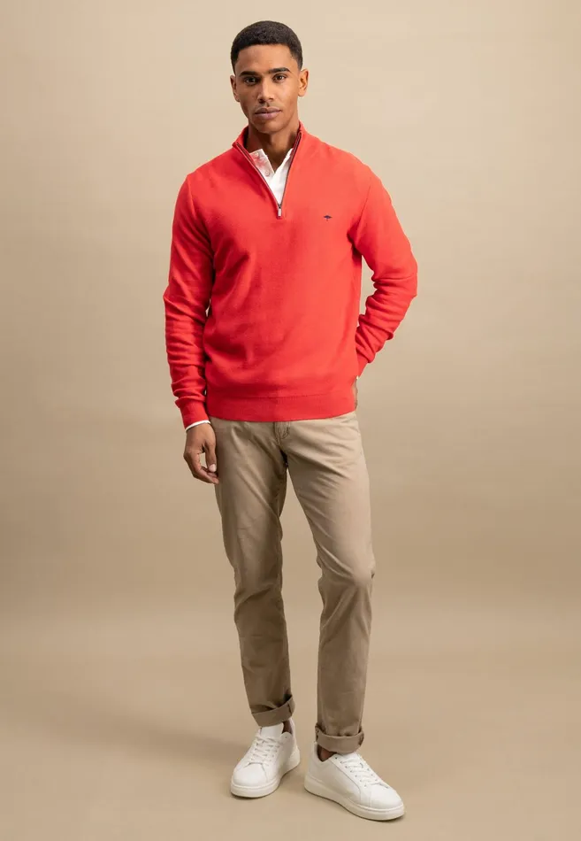 Sweater Men FYNCHHATTON Sweaters With A Cotton Collar Tray Collar Navynew Offwhitepoppy Redturf Greenstrong Bluenight