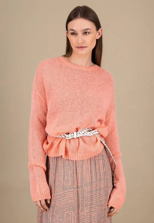 Sweater Women FYNCHHATTON Knitting Sweater With A Round Neckline Neon Papayablue Purplesummer Taupemilk