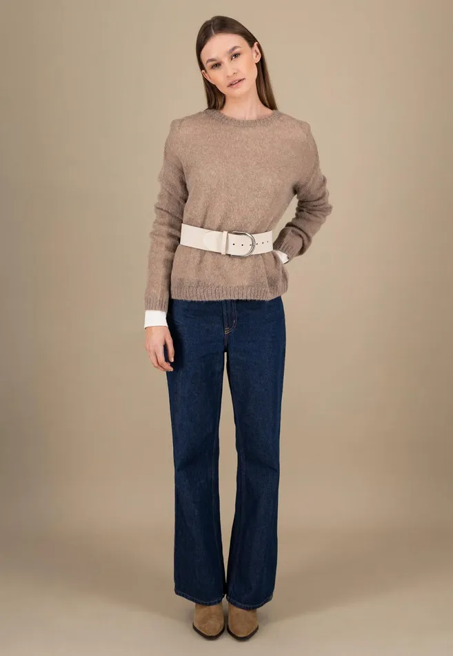Sweater Women FYNCHHATTON Knitting Sweater With A Round Neckline Neon Papayablue Purplesummer Taupemilk