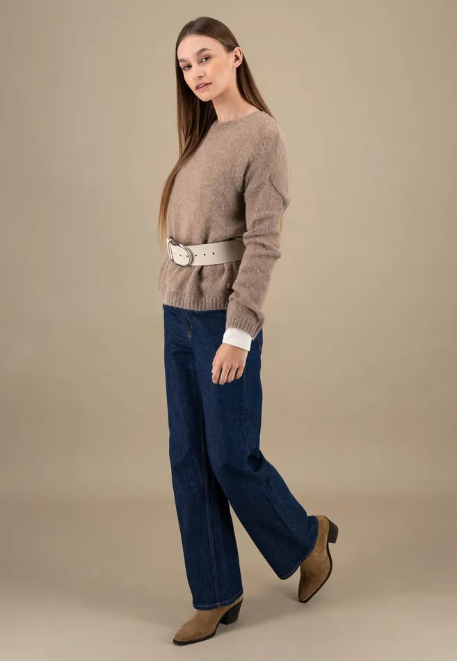 Sweater Women FYNCHHATTON Knitting Sweater With A Round Neckline Neon Papayablue Purplesummer Taupemilk