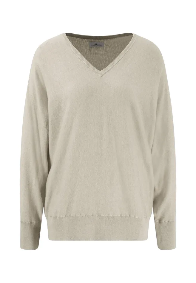 Sweater Women FYNCHHATTON Knitting Sweater With A Vneck And Silk Content Sandsummer Redlight Blue