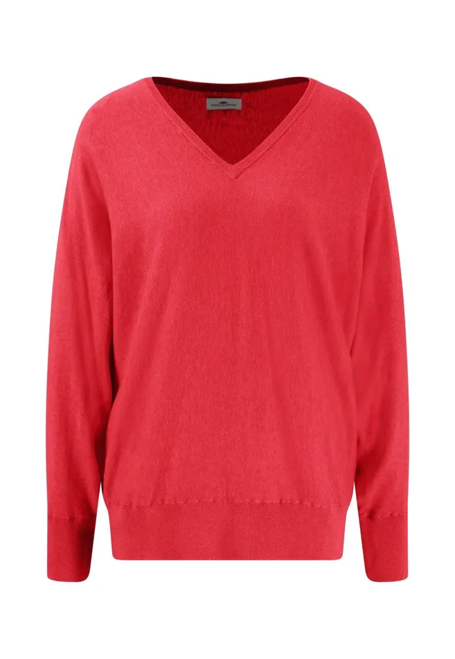Sweater Women FYNCHHATTON Knitting Sweater With A Vneck And Silk Content Sandsummer Redlight Blue