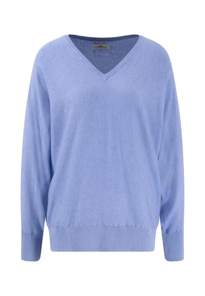 Sweater Women FYNCHHATTON Knitting Sweater With A Vneck And Silk Content Sandsummer Redlight Blue