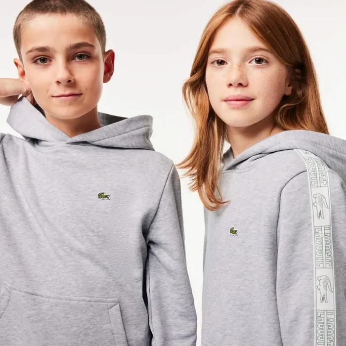 Sweaters and Sweatshirts Kids Lacoste Kids039 Fleece Cotton Hoodie Grey Chine Cca