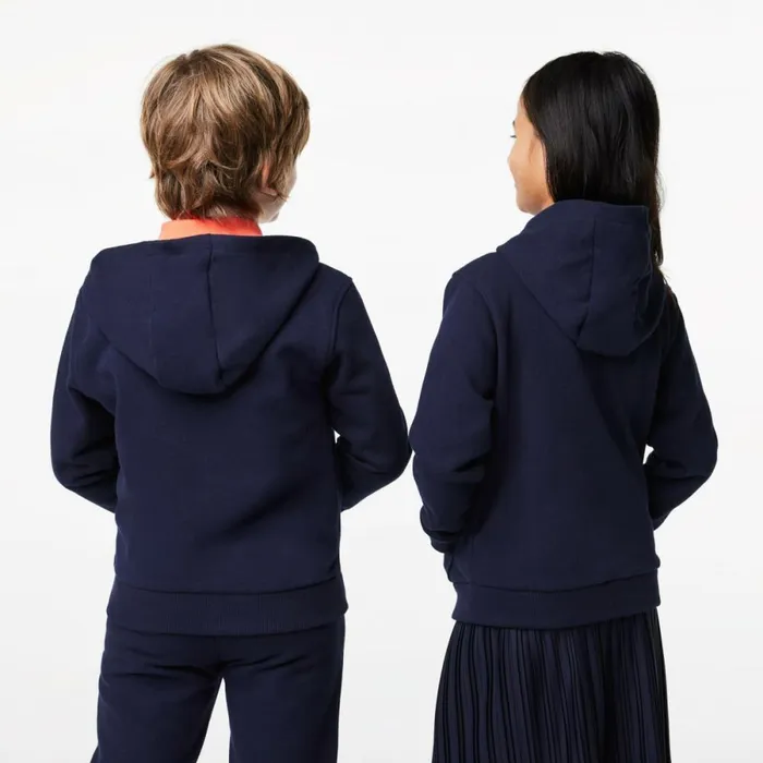 Sweaters and Sweatshirts Kids Lacoste Kids039 Kangaroo Pocket ZipUp Hoodie Navy Blue 166