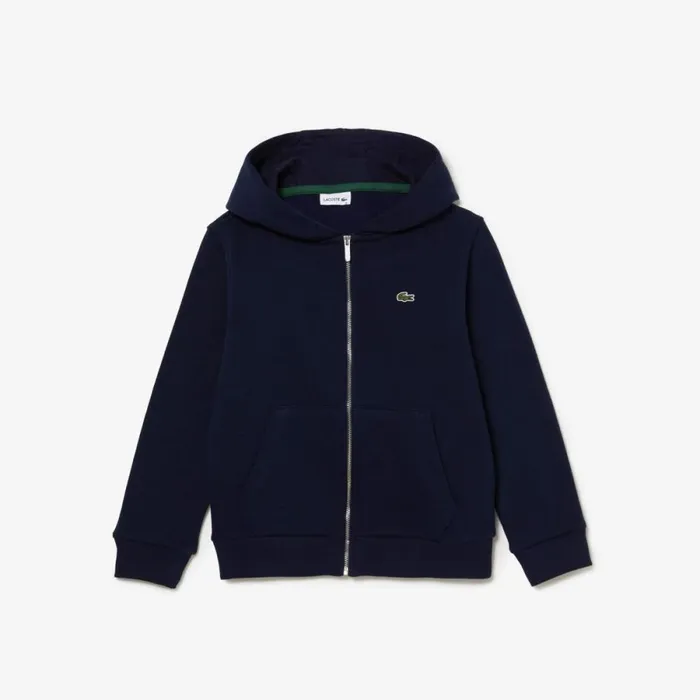 Sweaters and Sweatshirts Kids Lacoste Kids039 Kangaroo Pocket ZipUp Hoodie Navy Blue 166