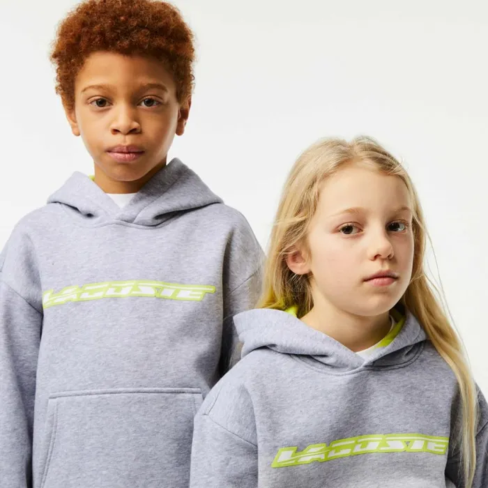 Sweaters and Sweatshirts Kids Lacoste Kids Contrast Branding Hoodie Grey Chine Cca