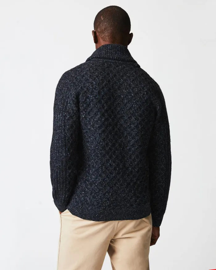 Sweaters and Sweatshirts Men Billy Reid Honeycomb Cardigan Charcoal