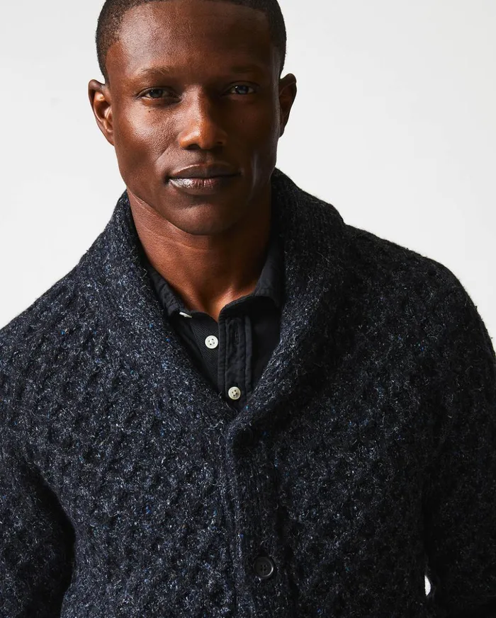 Sweaters and Sweatshirts Men Billy Reid Honeycomb Cardigan Charcoal