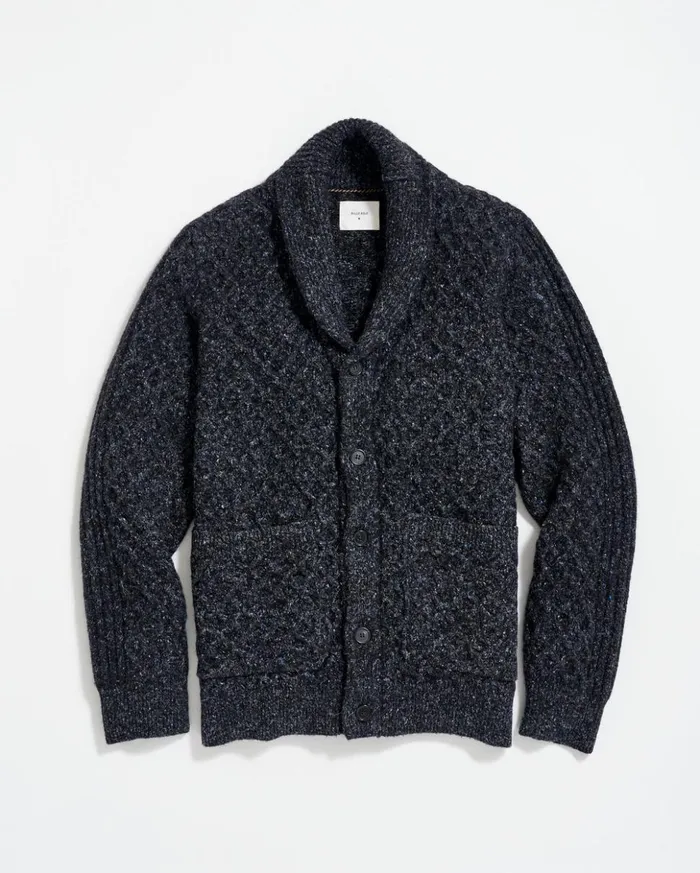 Sweaters and Sweatshirts Men Billy Reid Honeycomb Cardigan Charcoal