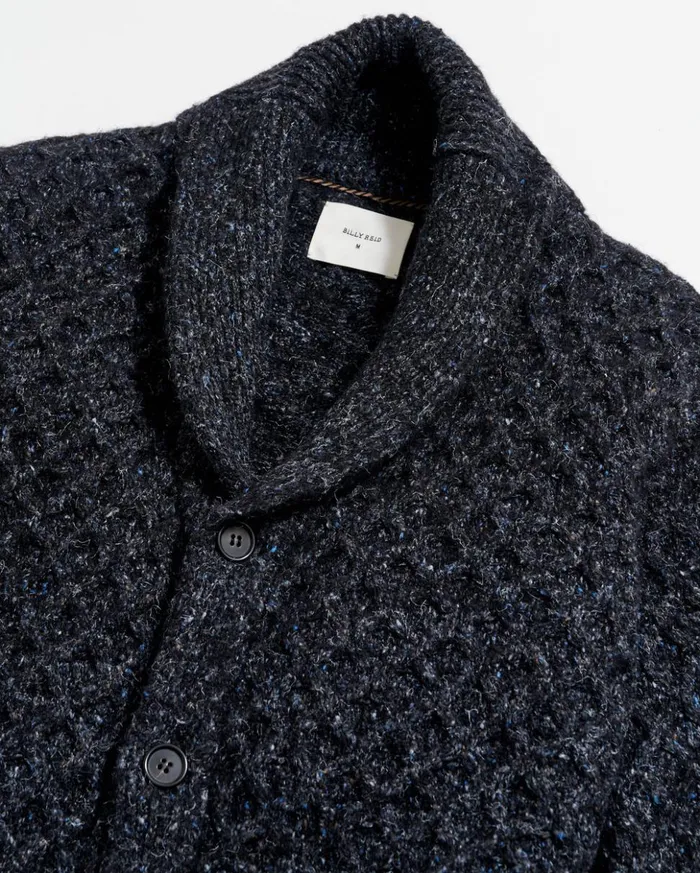 Sweaters and Sweatshirts Men Billy Reid Honeycomb Cardigan Charcoal