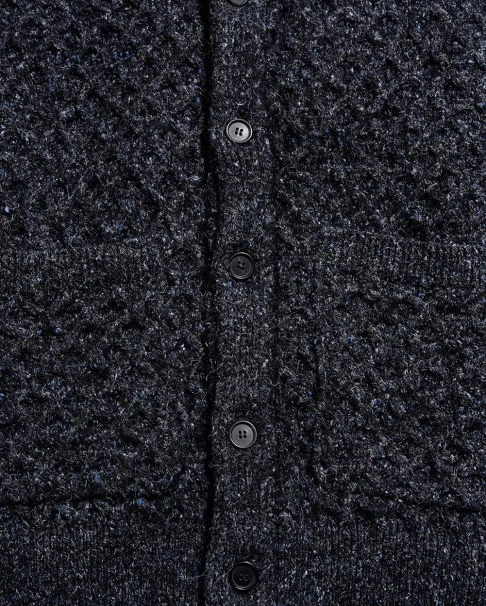 Sweaters and Sweatshirts Men Billy Reid Honeycomb Cardigan Charcoal